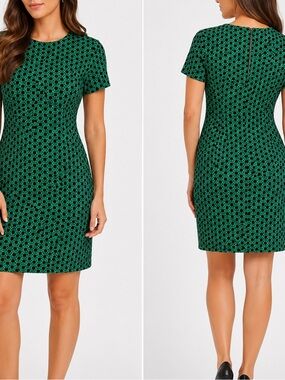 Adrienne Vittadini Classic Chain Link Green & Black Exposed Zipper Shift Dress 4